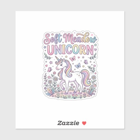 Eenhoring Zachte Weide Eenhoring Schattig Vectoron Sticker (Vel)