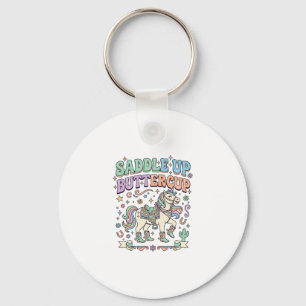 Eenhoring Zadeltje Op Buttercup Kawaii Typografie  Sleutelhanger