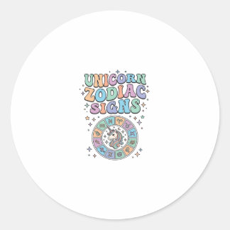 Eenhoring Zodiac Tekens Kawaii Vector Design_1 Ronde Sticker