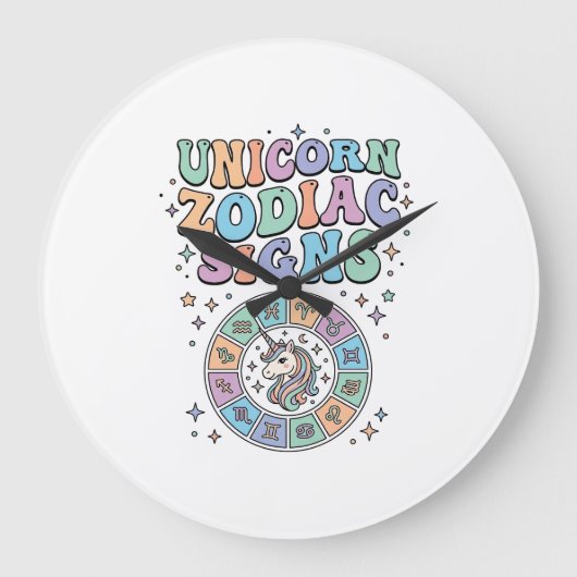 Eenhoring Zodiac Tekens Kawaii Vector Ontwerp_1 Grote Klok (Voorkant)
