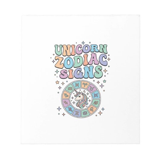 Eenhoring Zodiac Tekens Kawaii Vector Ontwerp_1 Notitieblok (Voorkant)