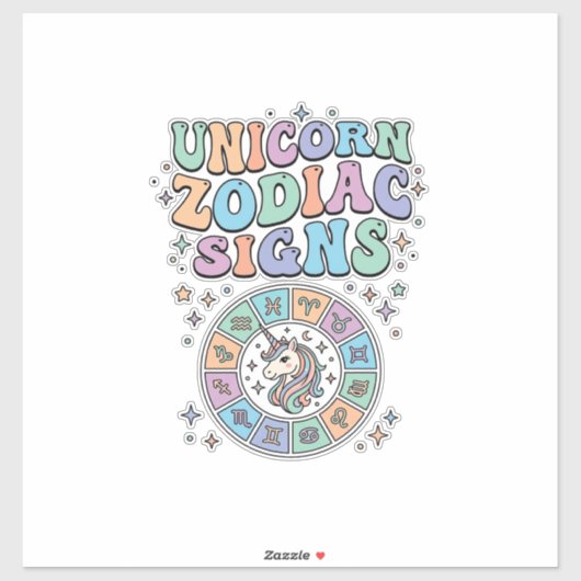 Eenhoring Zodiac Tekens Kawaii Vector Ontwerp_1 Sticker (Vel)