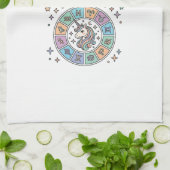 Eenhoring Zodiac Tekens Kawaii Vector Ontwerp_1 Theedoek (Gevouwen)