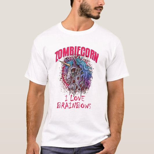 Eenhoring Zombie Zombiecorn Ik Hou Ervan T-shirt (Voorkant)