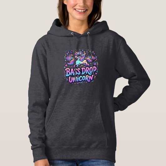 Eenhoringbas Drop Eenhoring Cadeau Idee Typografie Hoodie (Voorkant)