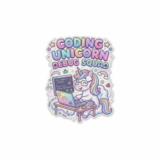 Eenhoringcode Eenhoring Debug-team Charmerende Mar Sticker (Voorkant)