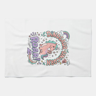 Eenhoringdinosaurus Eenhoring Brul Retro Stijl T-S Theedoek