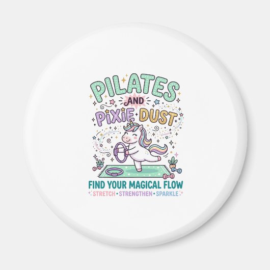 Eenhoringen Pilates en Pixie Dust Vette Typografie Magneet (Voorkant)