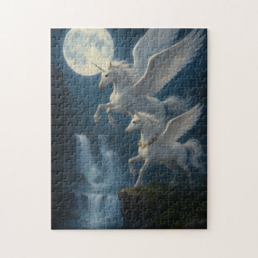 Eenhoringens in vlucht -  legpuzzel (Verticaal)
