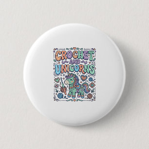Eenhoringhaak en Eenhoring Kawaii Sticker en T-Shi Ronde Button 5,7 Cm