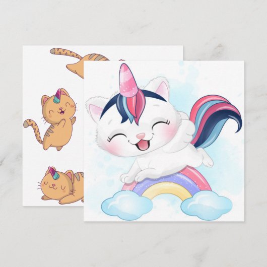 Eenhoringkat Feestdagenkaart (Voorkant / Achterkant)