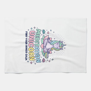 Eenhoringmeditatie Eenhorn Vet Typografie T-shirt Theedoek