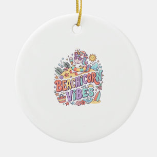 Eenhoringstrand Eenhoringstraling Whimsisch Witte Keramisch Ornament
