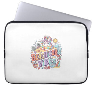 Eenhoringstrand Eenhoringstraling Whimsisch Witte  Laptop Sleeve
