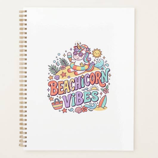 Eenhoringstrand Eenhoringstranding Whimsical Witte Planner (Voorkant)