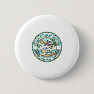 Eenhoringstrand Zomer Eenhoring POD Kant-en-klaar Ronde Button 5,7 Cm