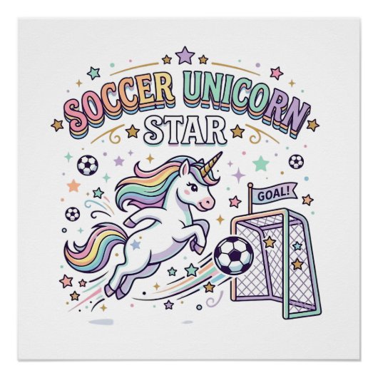 Eenhoringvoetbal Eenhoringster Grappige Vector Ont Perfect Poster (Voorkant)