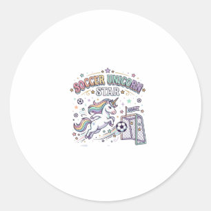 Eenhoringvoetbal Eenhoringster Grappige Vectorontw Ronde Sticker