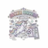 Eenhoringvoetbal Eenhorn Ster Grappig Vectorontwer Sticker (Voorkant)
