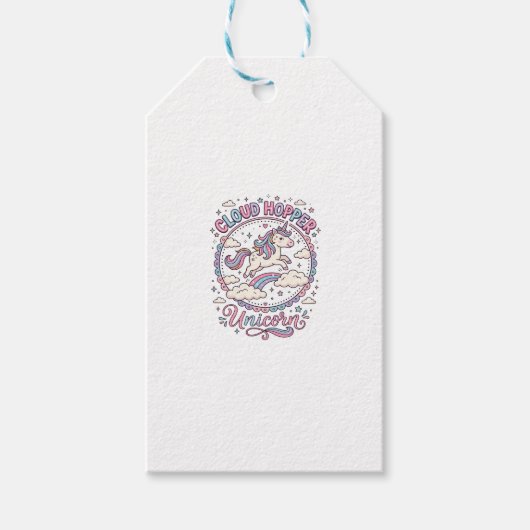 Eenhoringwolkhopper Eenhoring Speels Schattig Cade Cadeaulabel (Voorkant)