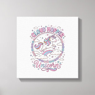 Eenhoringwolkhopper Eenhorn Speels Schattig Cadeau Canvas Afdruk
