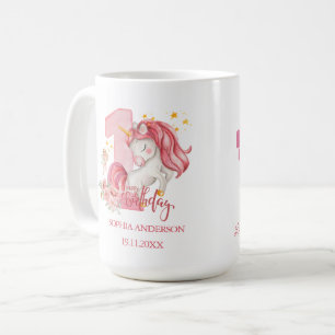 Eenhorn 1e verjaardag Roze Meisje Koffiemok