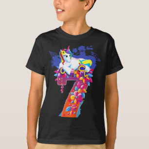 Eenhorn 7 jaar oud meisje verjaardag shirt gelukki