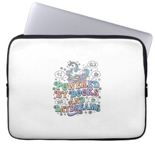 Eenhorn aangedreven door boeken en dagdromen Kawai Laptop Sleeve