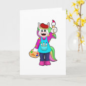 Eenhorn als schilder kaart (Gele Bloem)