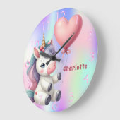 Eenhorn baby roze paars holografisch grote klok (Hoek)