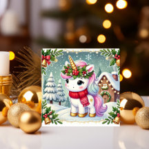 Eenhorn bij een Festieve Winterwoning