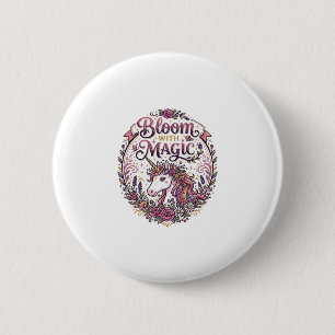 Eenhorn bloeit met Magie POD Kant-en-klaar Witte A Ronde Button 5,7 Cm