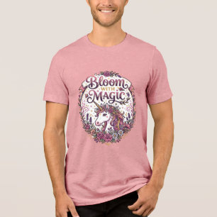 Eenhorn bloeit met Magie POD Kant-en-klaar Witte A Tri-Blend Shirt