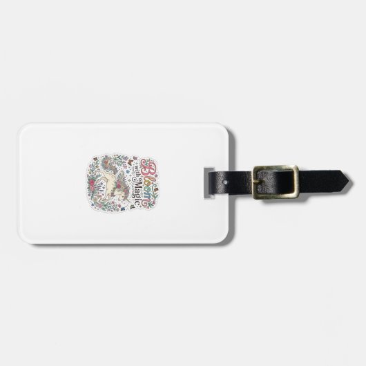 Eenhorn bloeit met magische Premium Vector typogra Bagagelabel (Voorkant horizontaal)