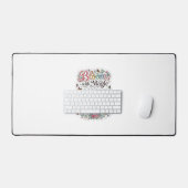 Eenhorn bloem met magische Premium Vector typograf Bureaumat (Keyboard & Muis)