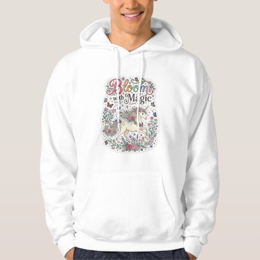 Eenhorn bloem met magische Premium Vector typograf Hoodie (Voorkant)