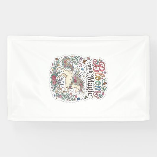 Eenhorn bloem met magische Premium Vector typograf Spandoek (Horizontaal)