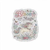 Eenhorn bloem met magische Premium Vector typograf Sticker (Voorkant)