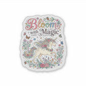 Eenhorn bloem met magische Premium Vector typograf Sticker (Voorkant)