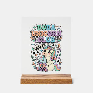 Eenhorn Boba Eenhorn Club Kawaii Typografie Ontwer Acryl Bord