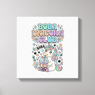 Eenhorn Boba Eenhorn Club Kawaii Typografie Ontwer Canvas Afdruk