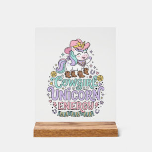 Eenhorn Cowgirl Eenhorn Energie Schattig Pastel Pr Acryl Bord