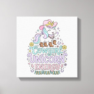 Eenhorn Cowgirl Eenhorn Energie Schattig Pastel Pr Canvas Afdruk
