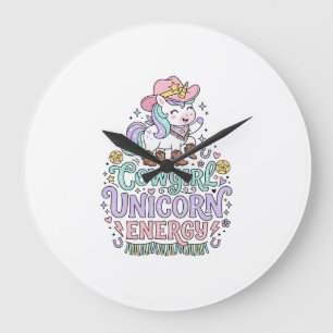 Eenhorn Cowgirl Eenhorn Energie Schattig Pastel Pr Grote Klok