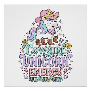 Eenhorn Cowgirl Eenhorn Energie Schattig Pastel Pr Perfect Poster