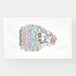 Eenhorn Cowgirl Eenhorn Energie Schattig Pastel Pr Spandoek