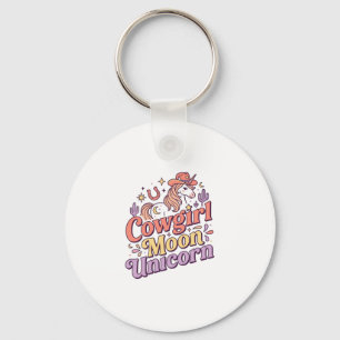 Eenhorn Cowgirl Maan Eenhorn Whimsical Merch Ontwe Sleutelhanger