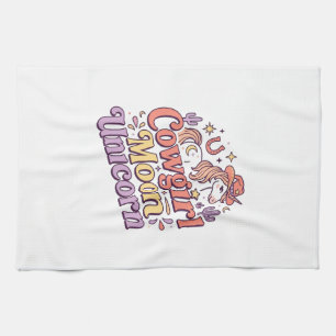 Eenhorn Cowgirl Maan Eenhorn Whimsical Merch Ontwe Theedoek