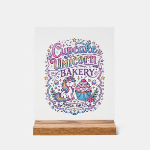 Eenhorn Cupcake Eenhorn Bakkerij Witte Achtergrond Acryl Bord