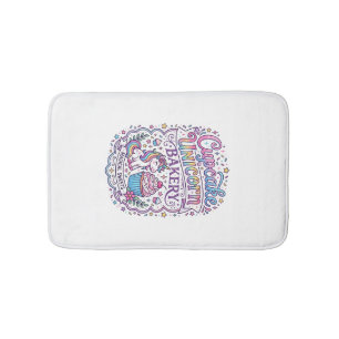 Eenhorn Cupcake Eenhorn Bakkerij Witte Achtergrond Badmat